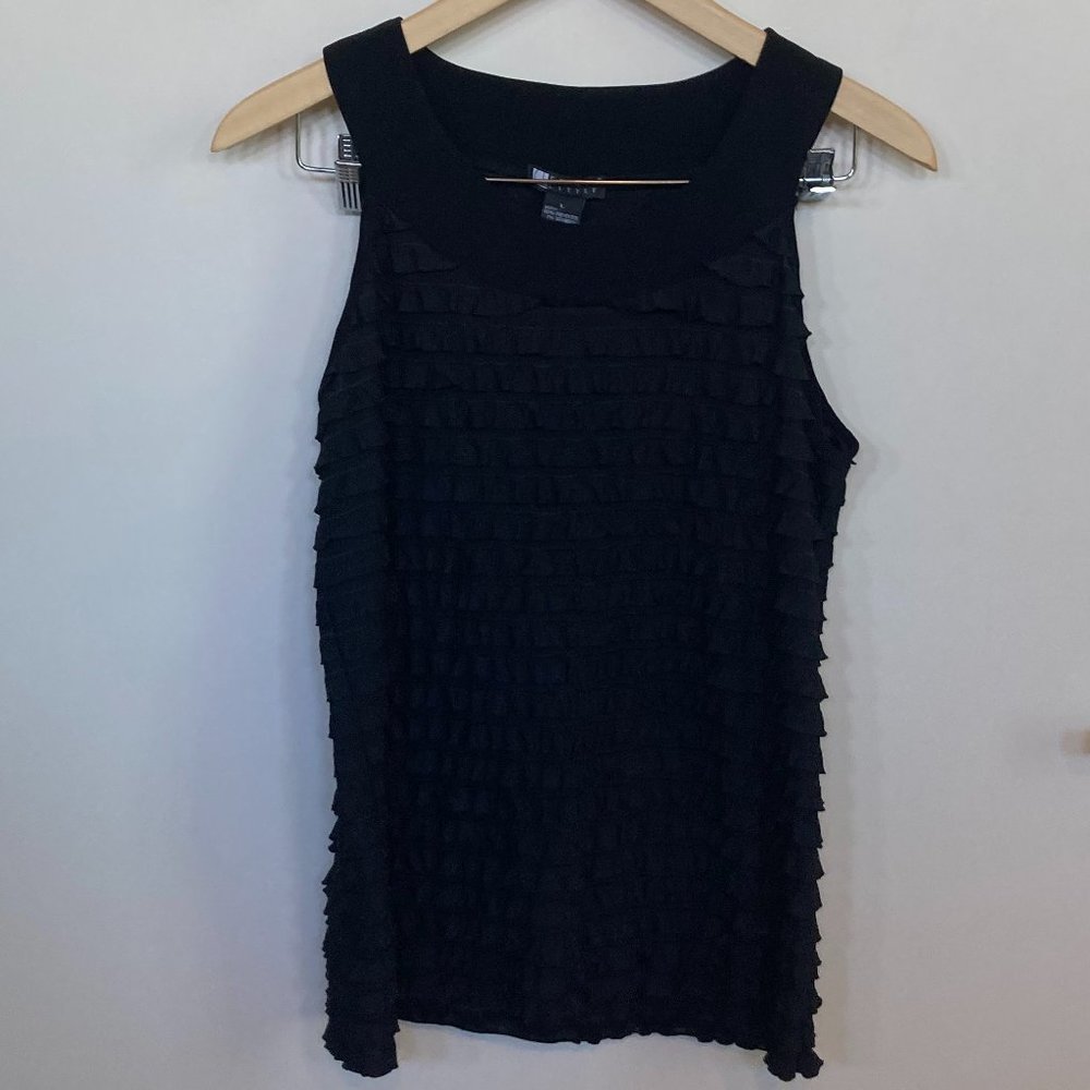 Black ruffled tank top